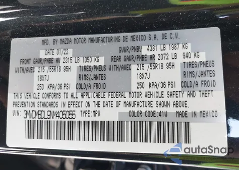 2022 Mazda Cx-30 Premium from USA, damaged, VIN 3MVDMBDL9NM405055